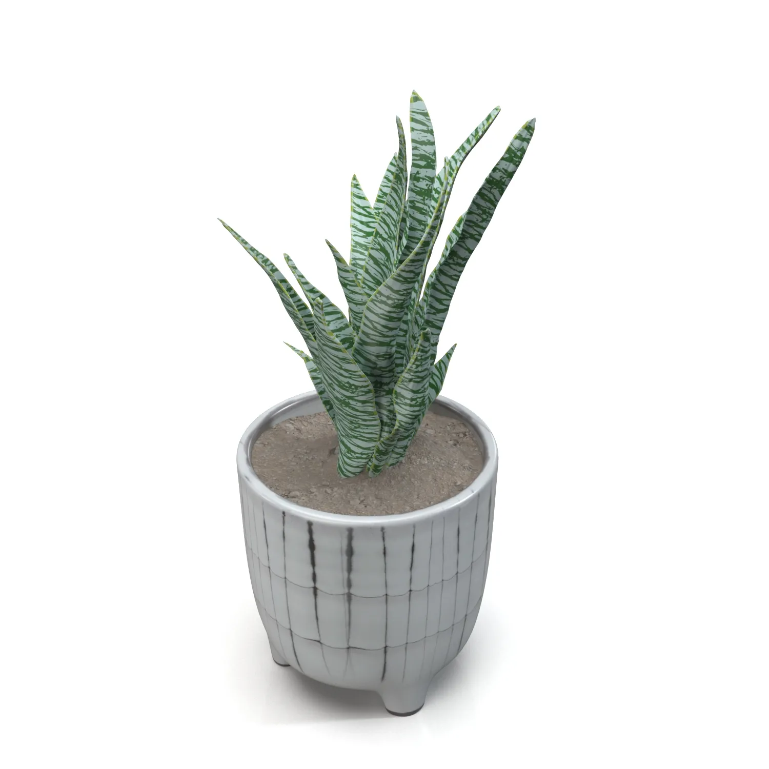Terracotta Footed Planter with Artificial Plant PBR 3D Model_04